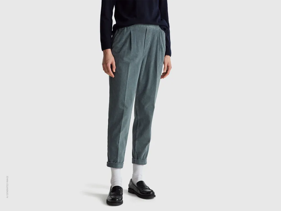 United Colors of Benetton Trousers chinos velluto cotone donna