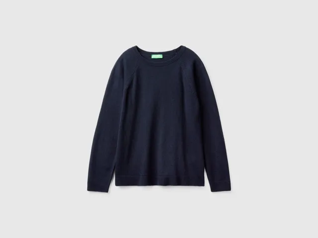 United Colors of Benetton Maglione Girocollo Blu Notte Cashmere M