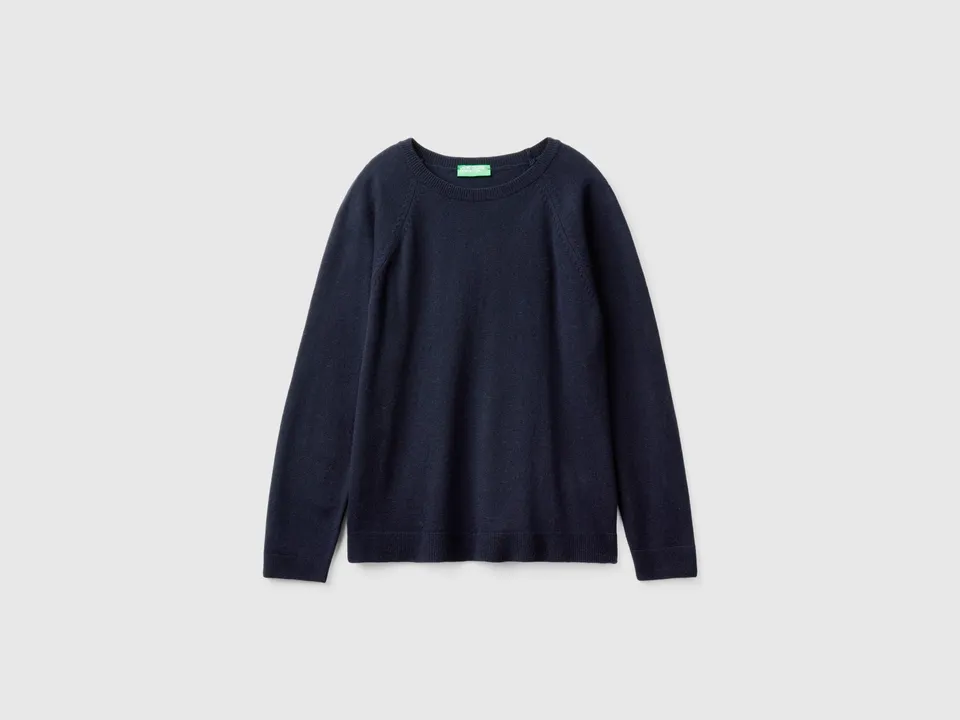 United Colors of Benetton Maglione Girocollo Blu Notte Cashmere M