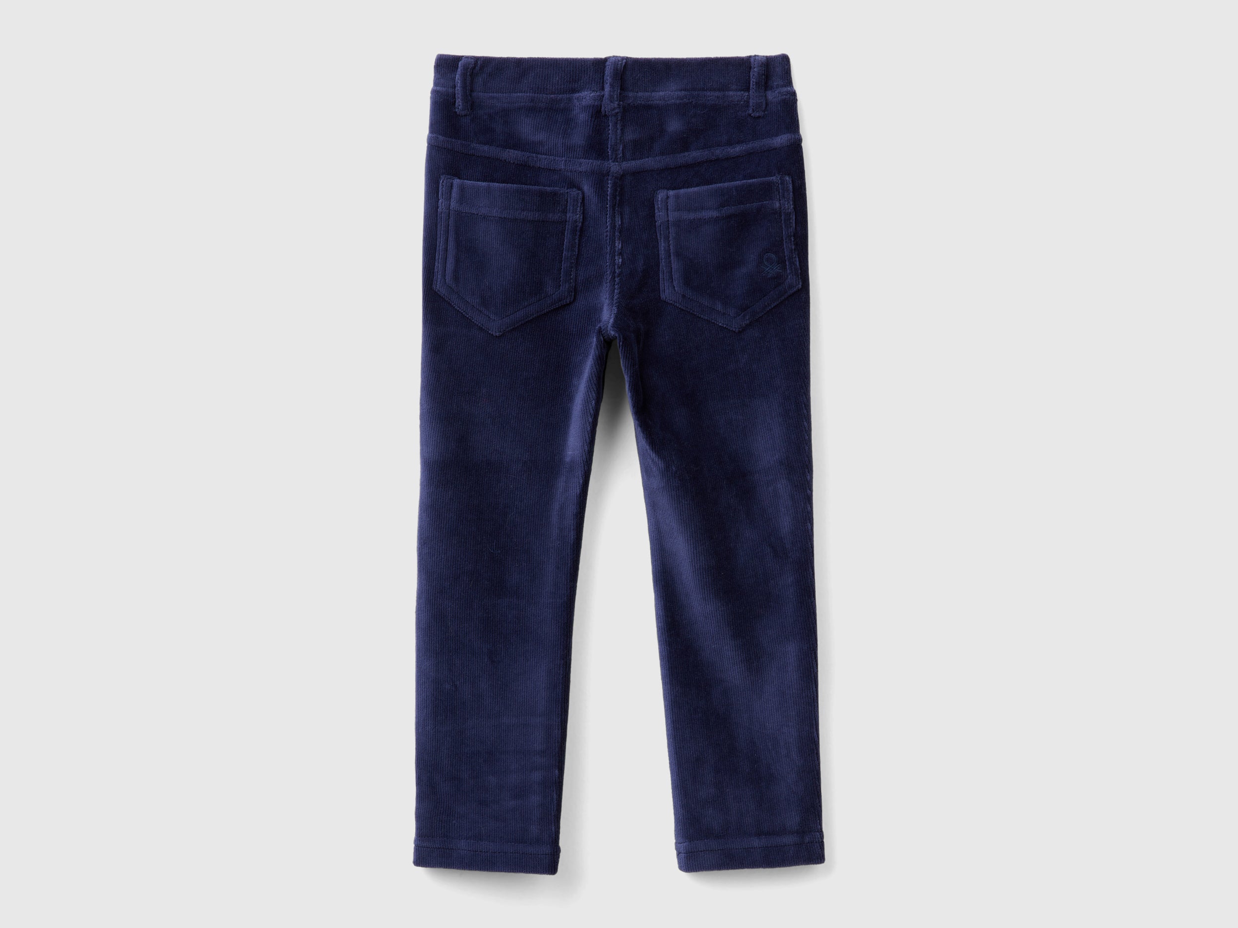 Benetton Pantaloni Ciniglia Coste Cotone Stretch Logo