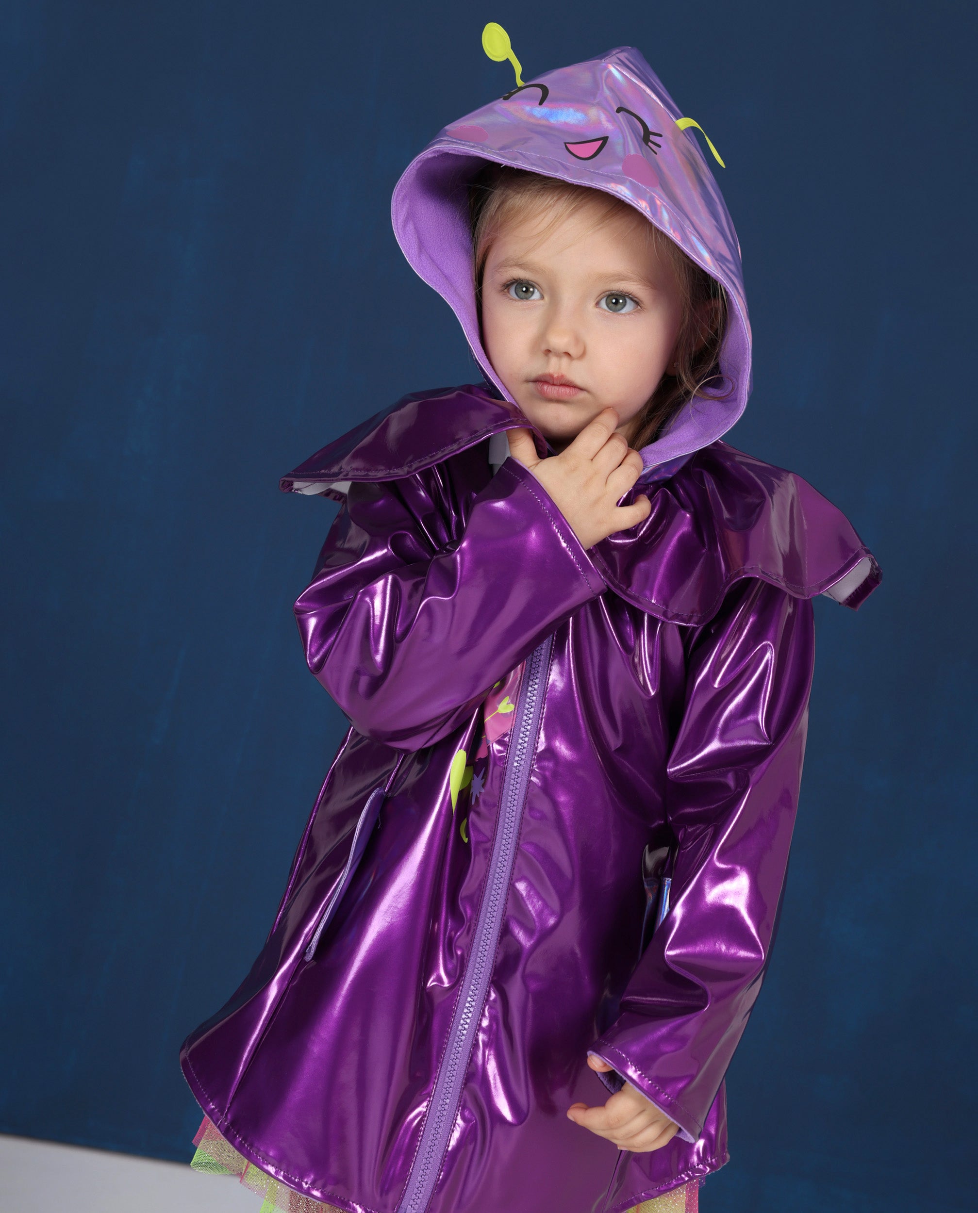 TucTuc Cappotti impermeabile bambina viola cappuccio farfalla