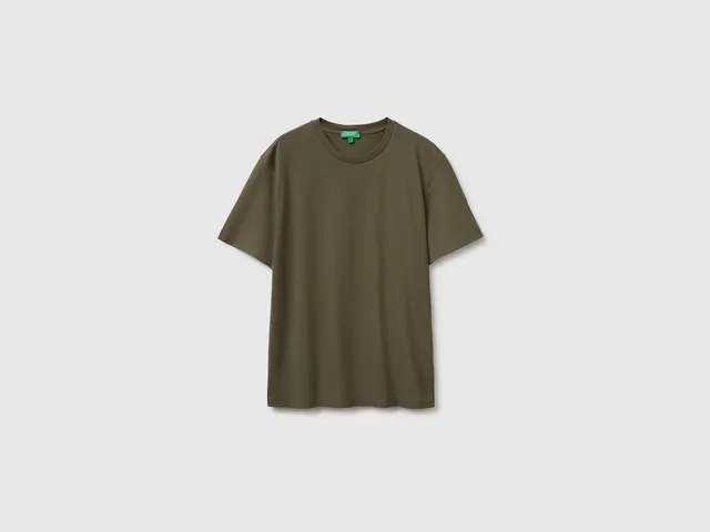 United Colors of Benetton T-shirt verde militare in cotone bio