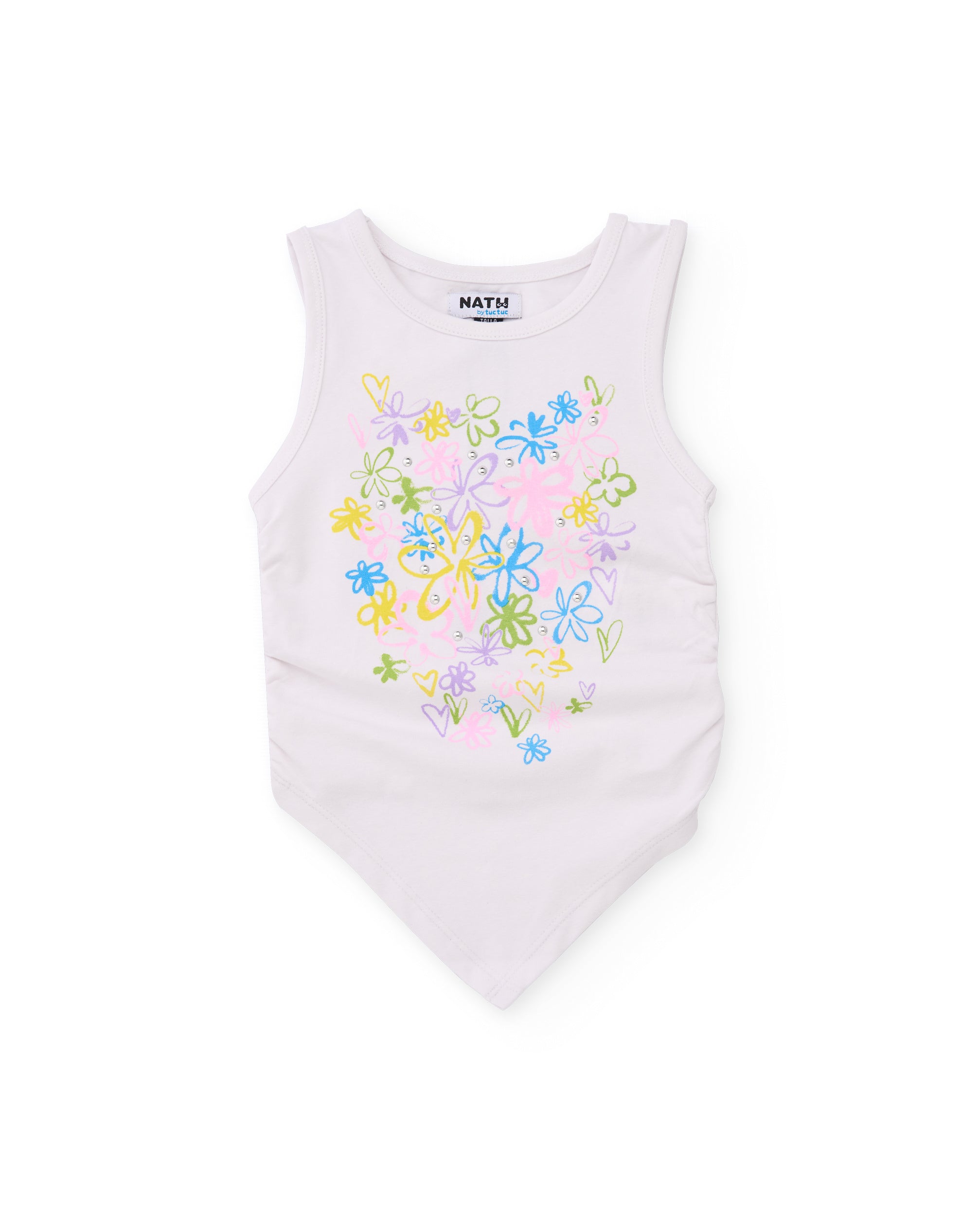 TucTuc Magliette canotta bambina bianca fiori 8 anni