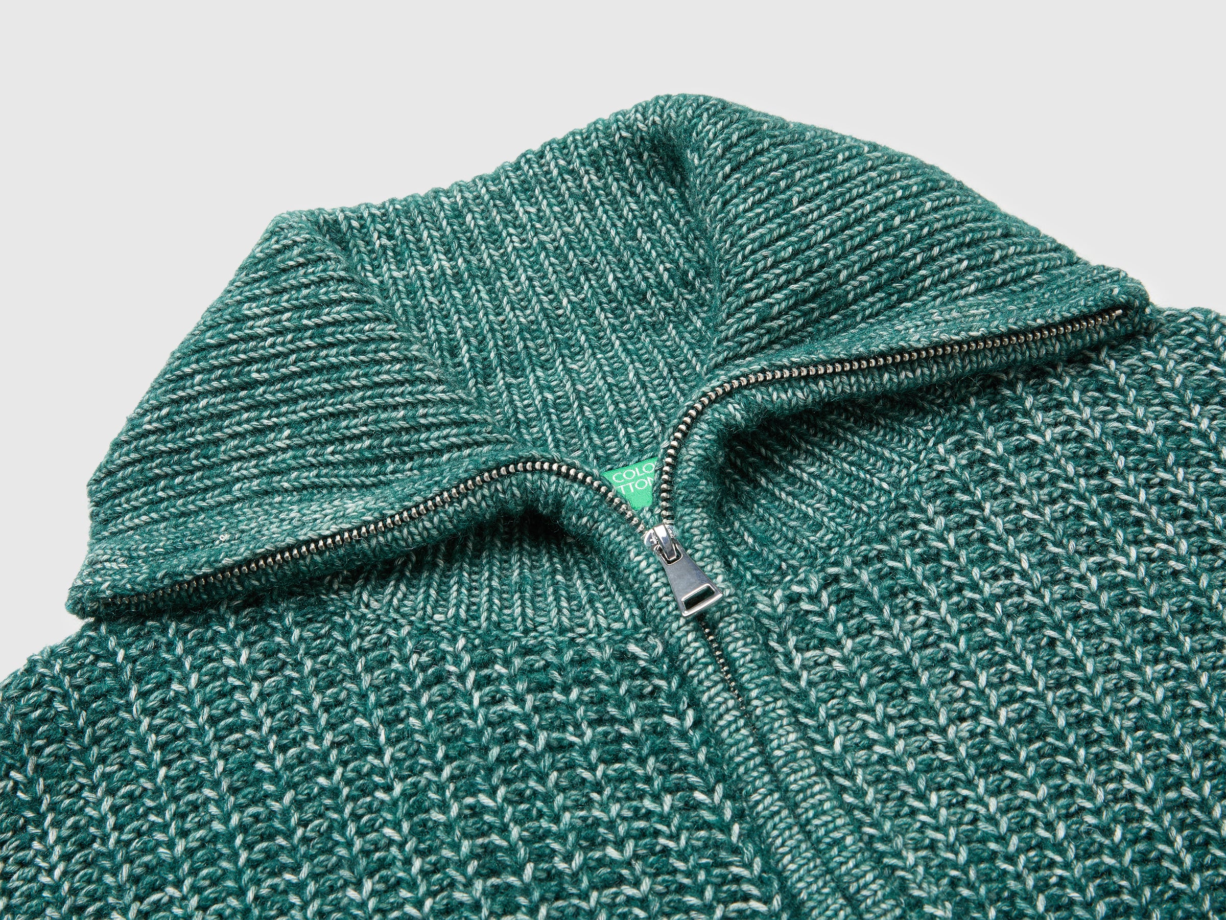 United Colors of Benetton Maglione mélange collo alto zip XS