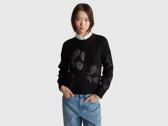 United Colors of Benetton maglione mohair lana floreale taglia M