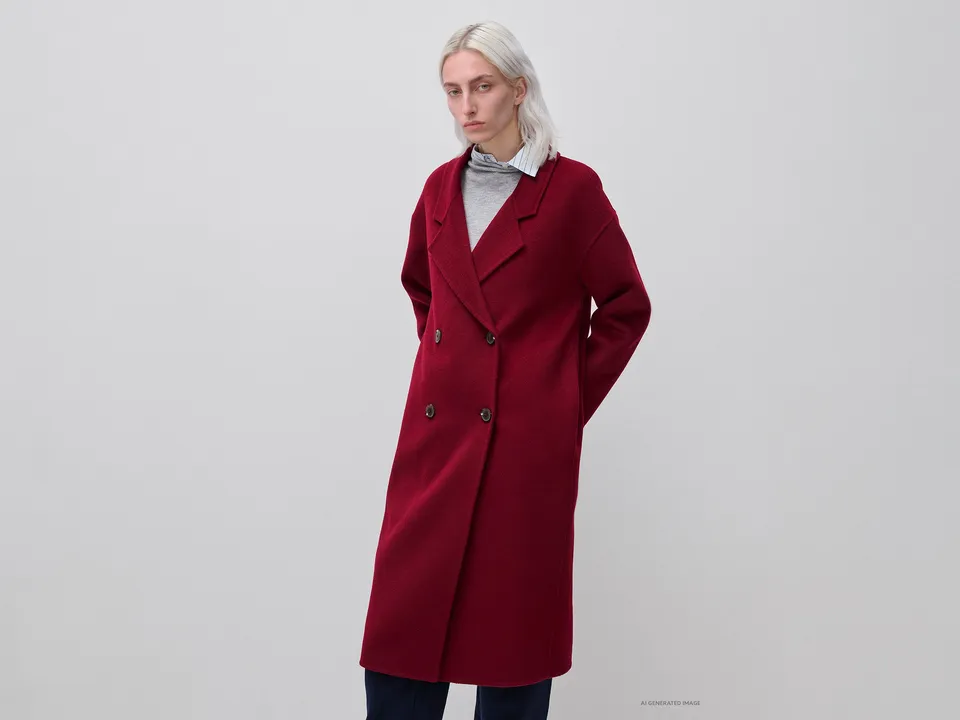 United Colors of Benetton cappotto lungo doppiopetto misto lana