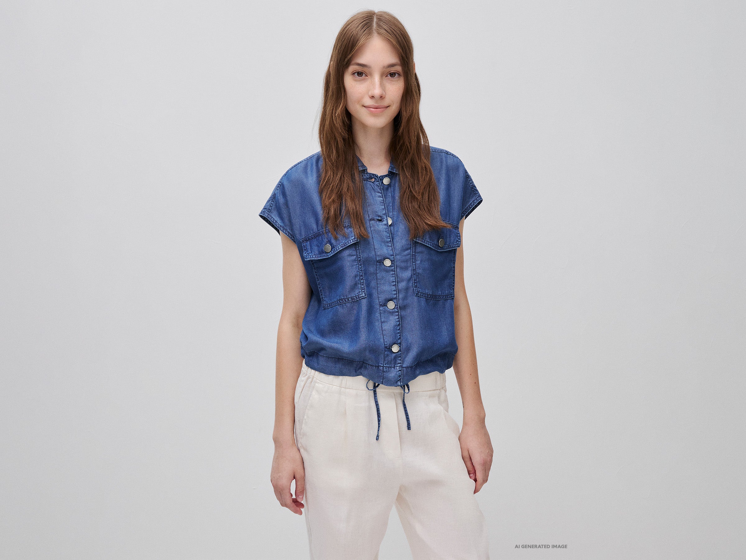 United Colors of Benetton Sleeveless chambray jacket giacca taglia M