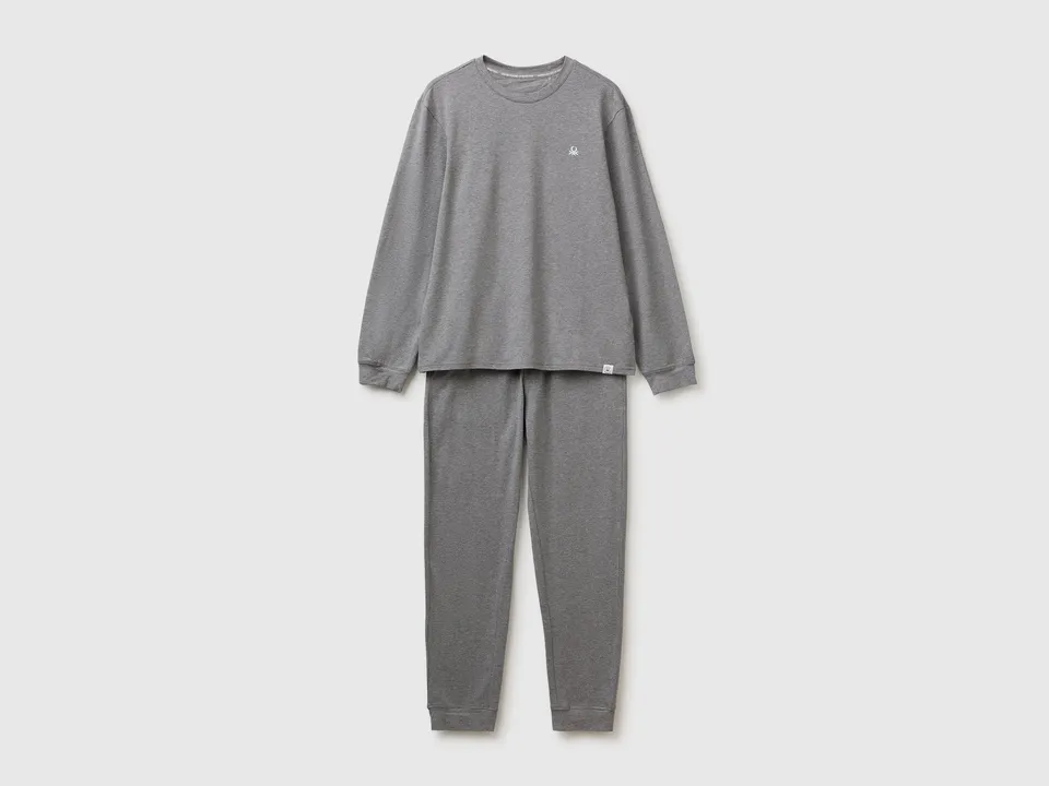United Colors of Benetton Pigiama lungo cotone elasticizzato righe