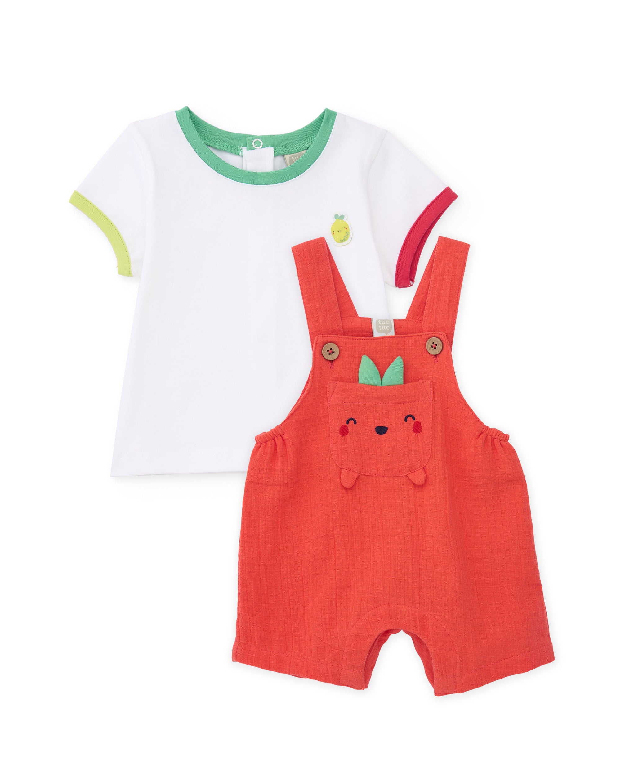 TucTuc Completi Neonato Rosso Salopette T-Shirt Cotone