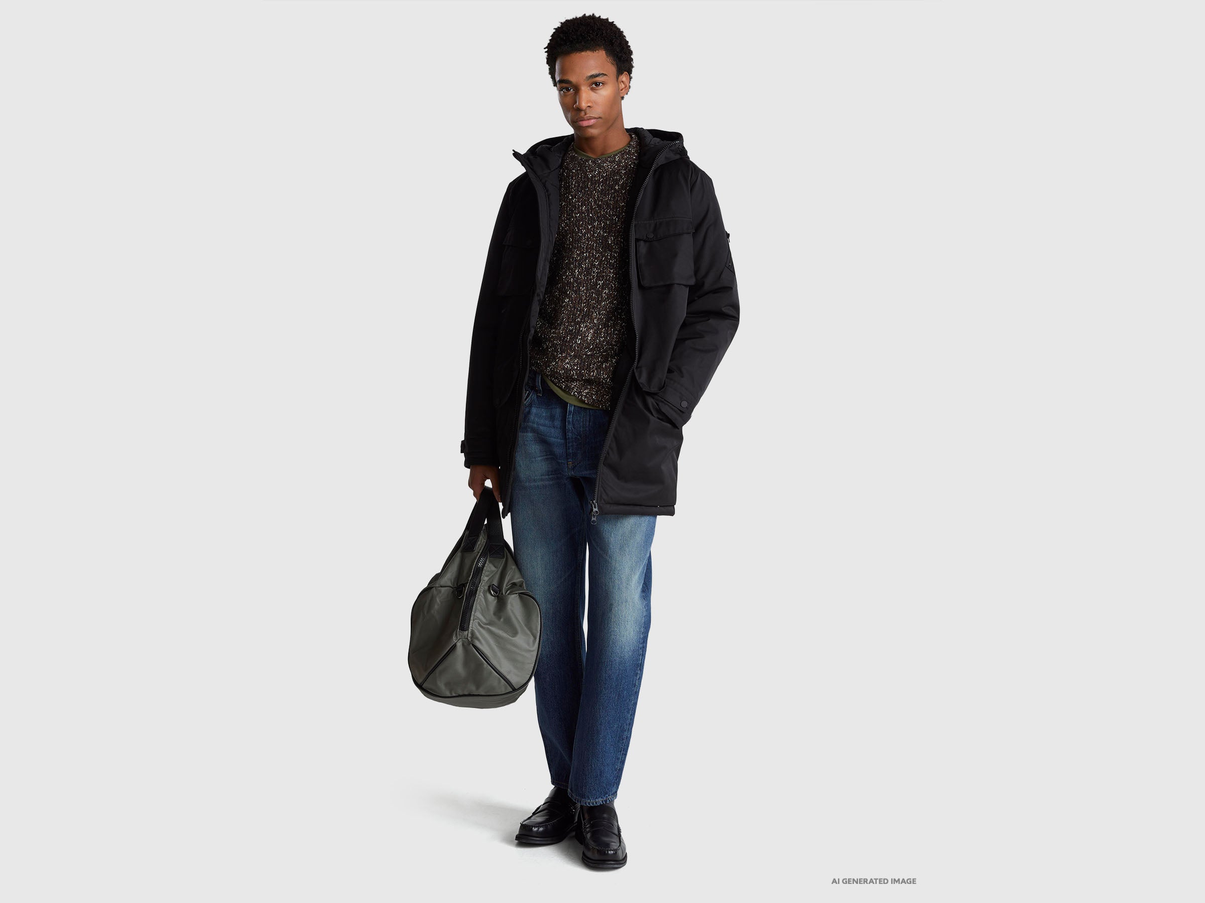 United Colors of Benetton parka imbottito cotone nylon cappuccio