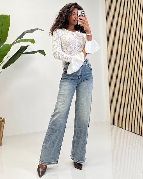 Sottosopra Donna jeans jeh5822 palazzo delavato XS
