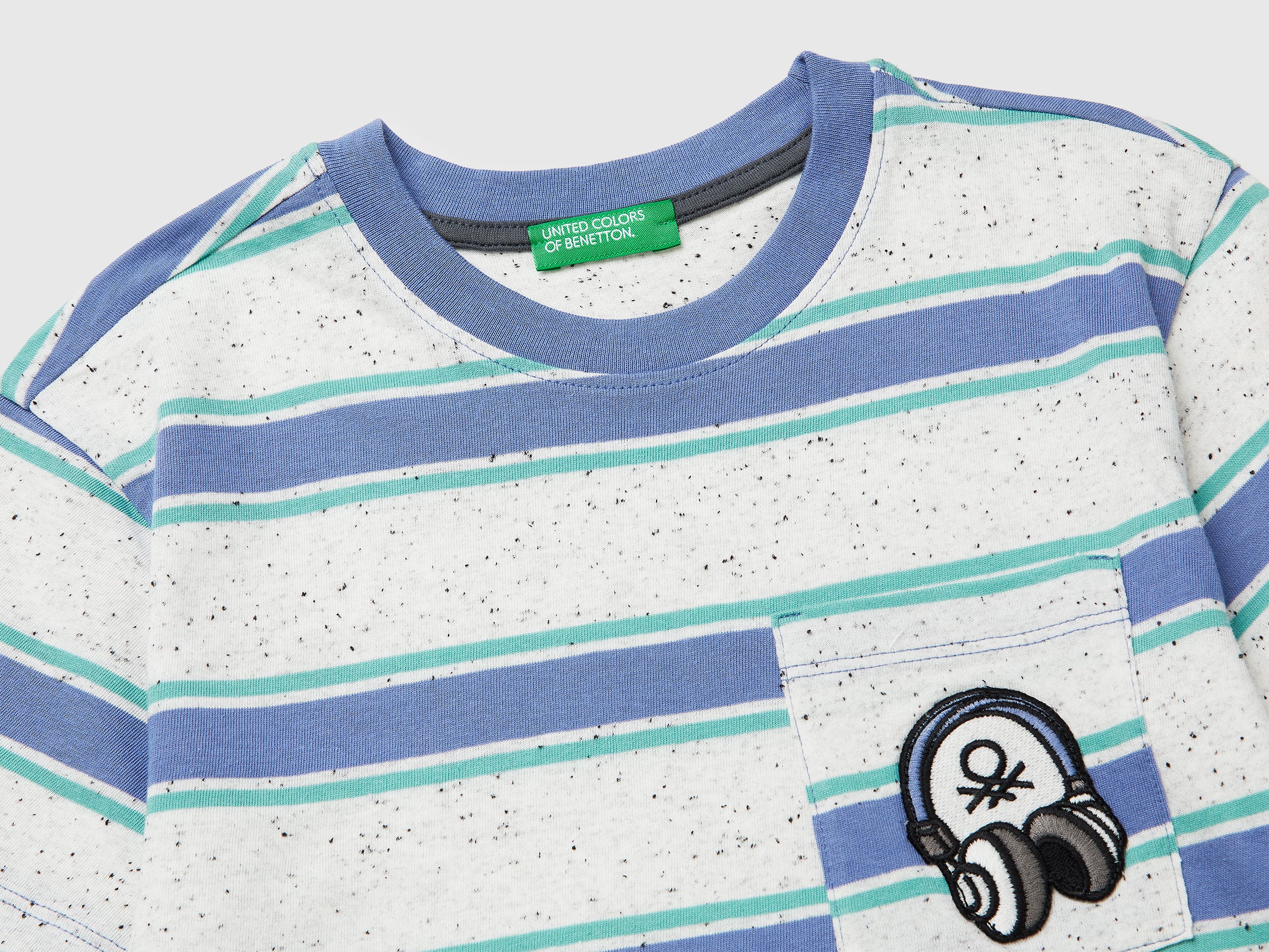 United Colors of Benetton T-Shirt Righe Cotone Bimbo Tasca