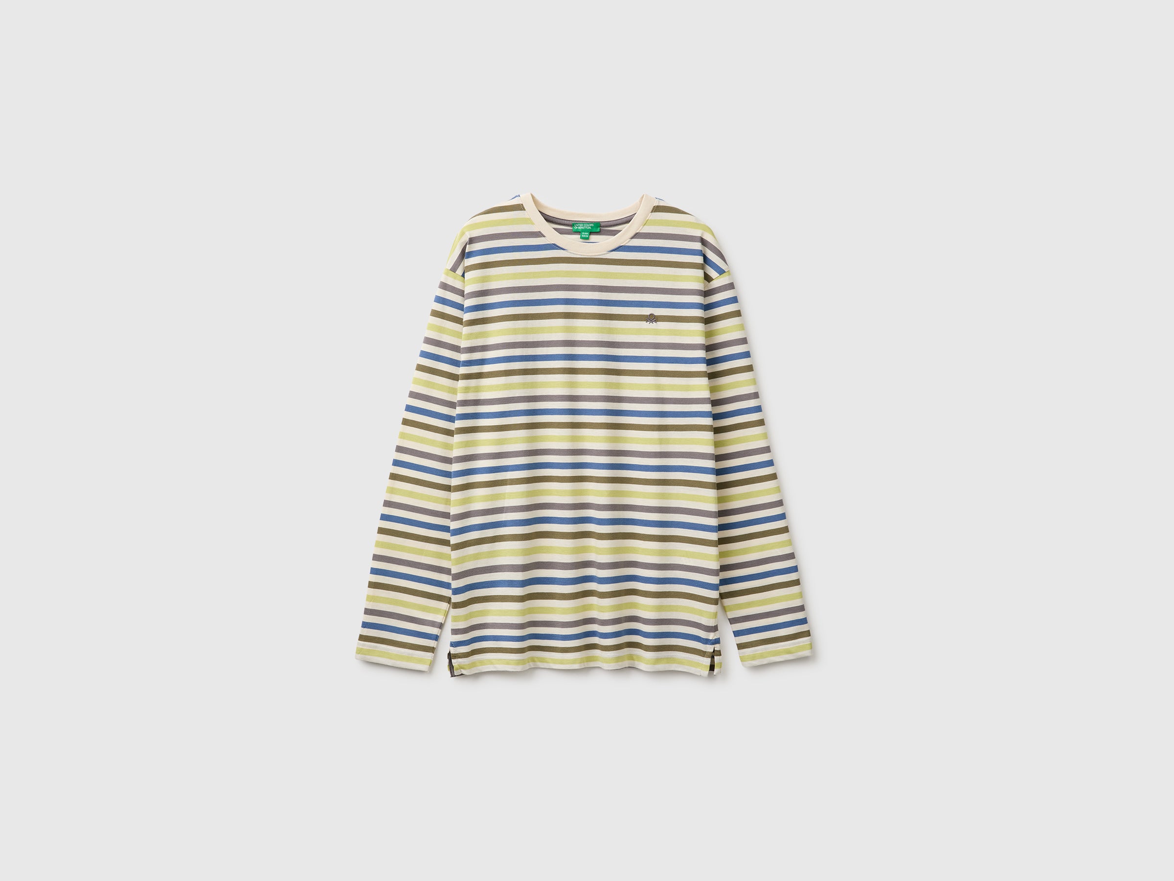 United Colors of Benetton T-shirt Rigata Cotone Biologico Manica Lunga L