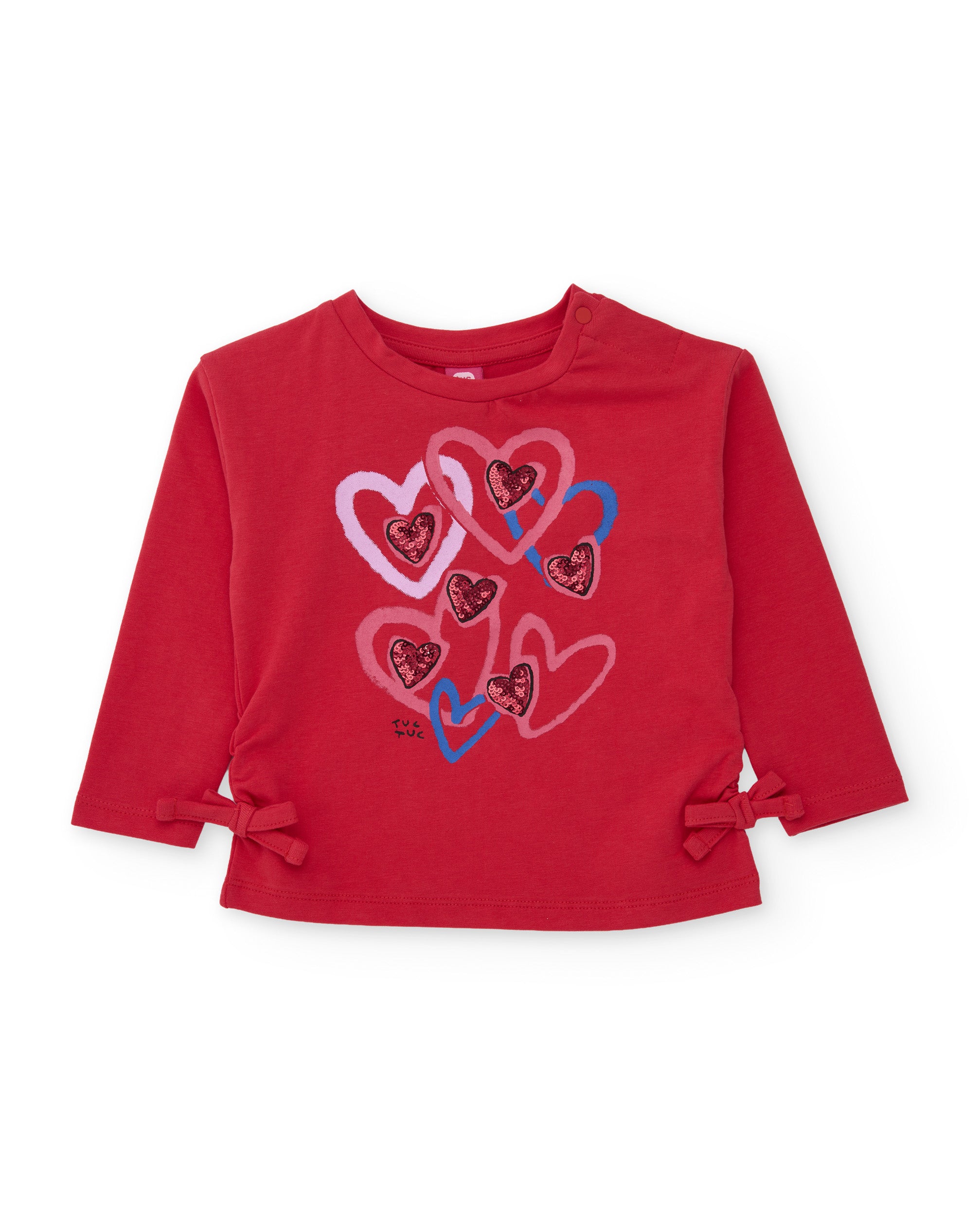 TucTuc Magliette maglia bambina cotone rosso cuori