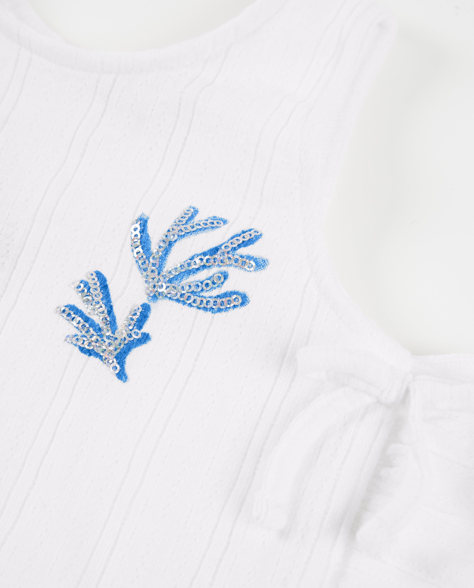 TucTuc Magliette Top Bambina Maglia Bianco Paillettes Blu