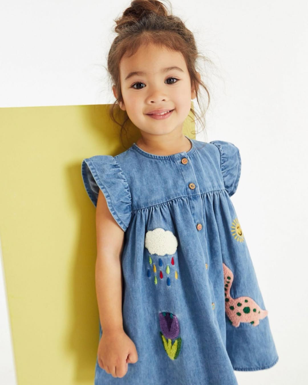 Kokarcia vestito denim leggero bambina 2-3 anni 98 cm cotone