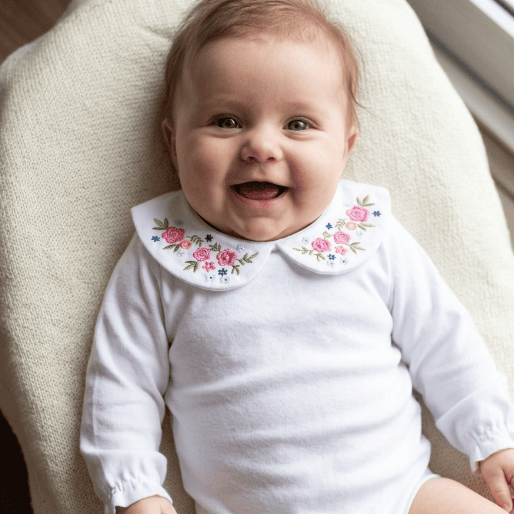 Petite Citrouille Maria Body neonato cotone fiori lampone