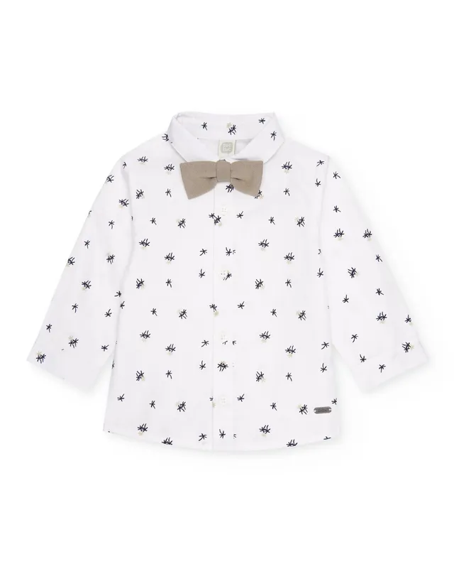 TucTuc Camicette Camicia Bimbo Bianco Palme con Papillon