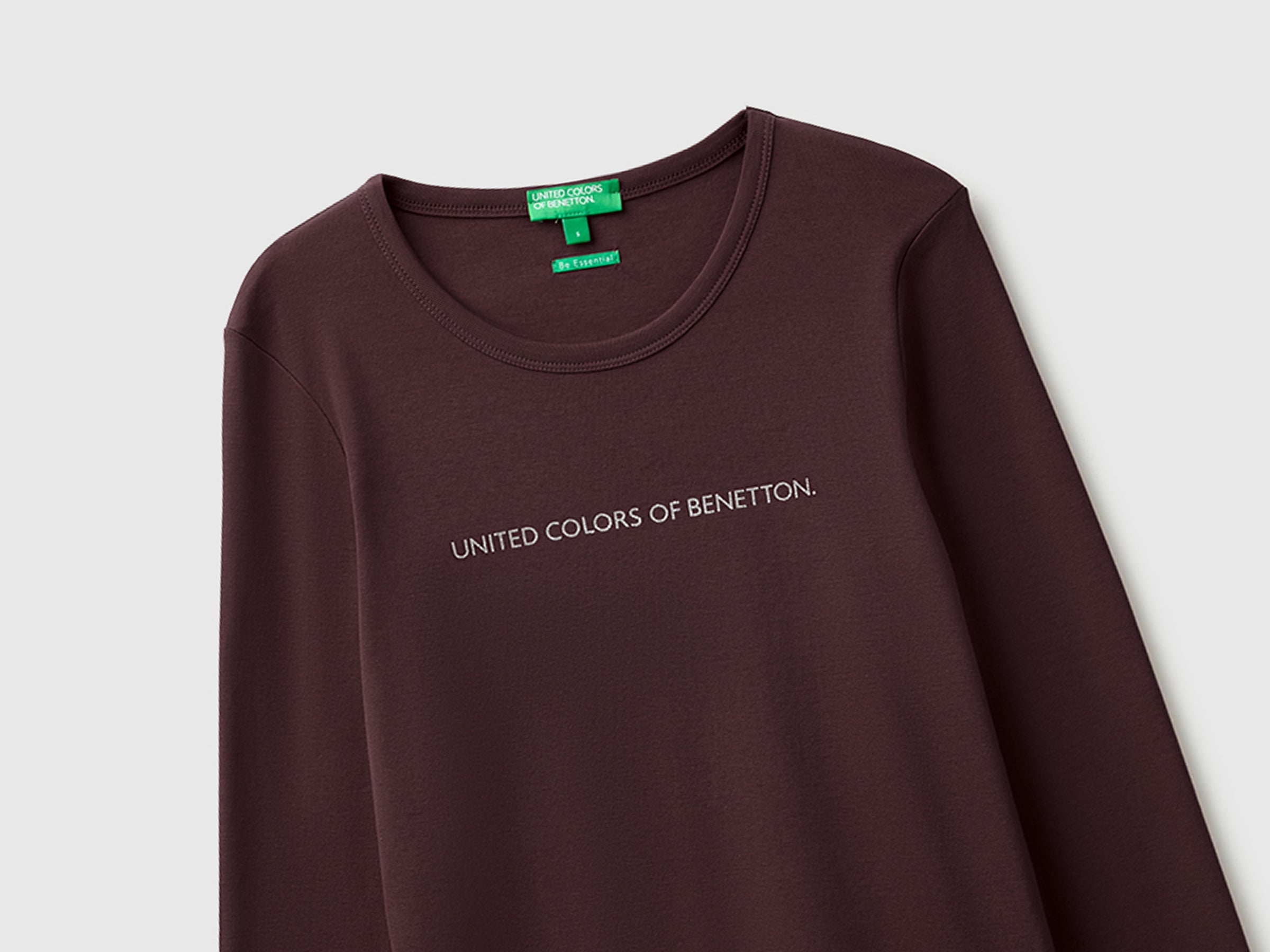 United Colors of Benetton T-Shirt Maniche Lunghe Cotone Logo Glitter