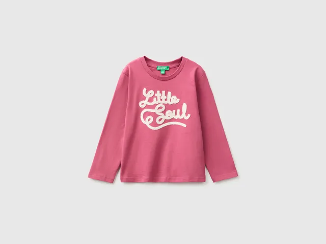 United Colors of Benetton maglia bimbo cotone bio ricamo taglia 104
