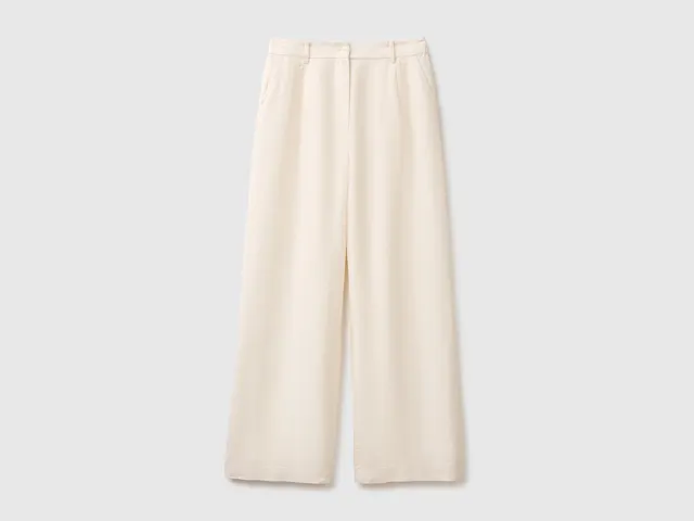 United Colors of Benetton pantaloni lino vita alta taglia 38