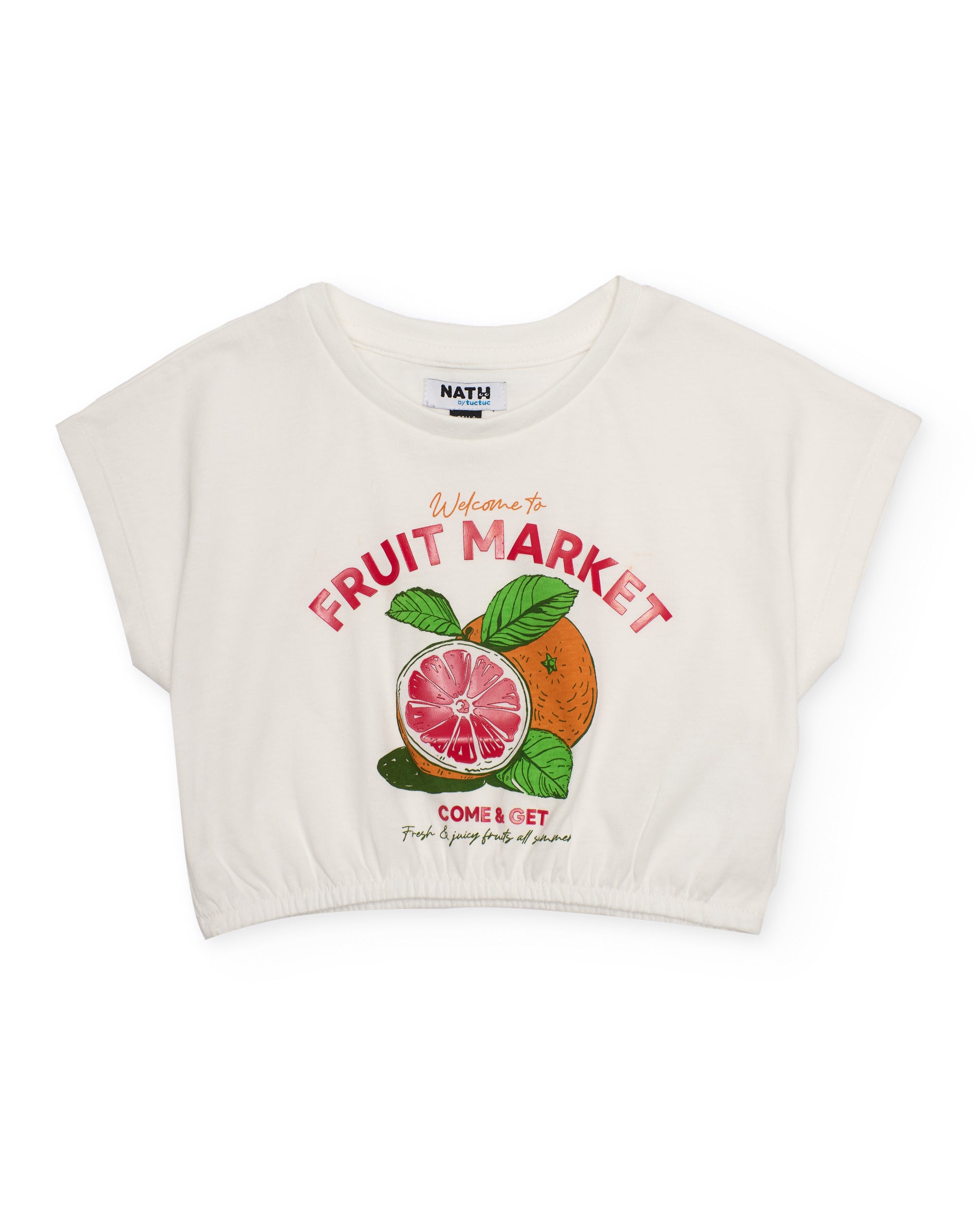TucTuc Magliette T-shirt bambina frutta bianco fondo elastico