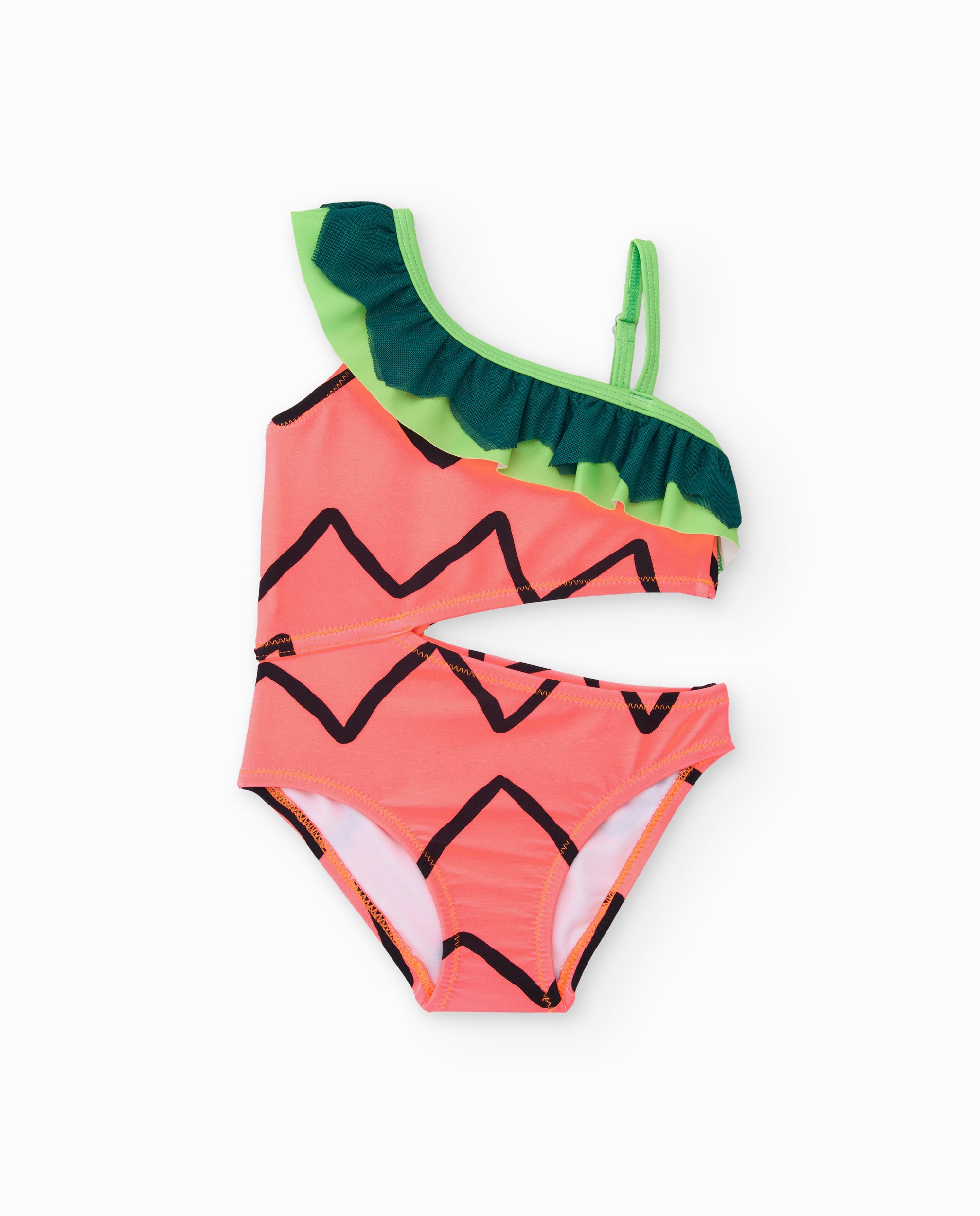 TucTuc Costumi Costume Bambina Arancione Asimmetrico Volant