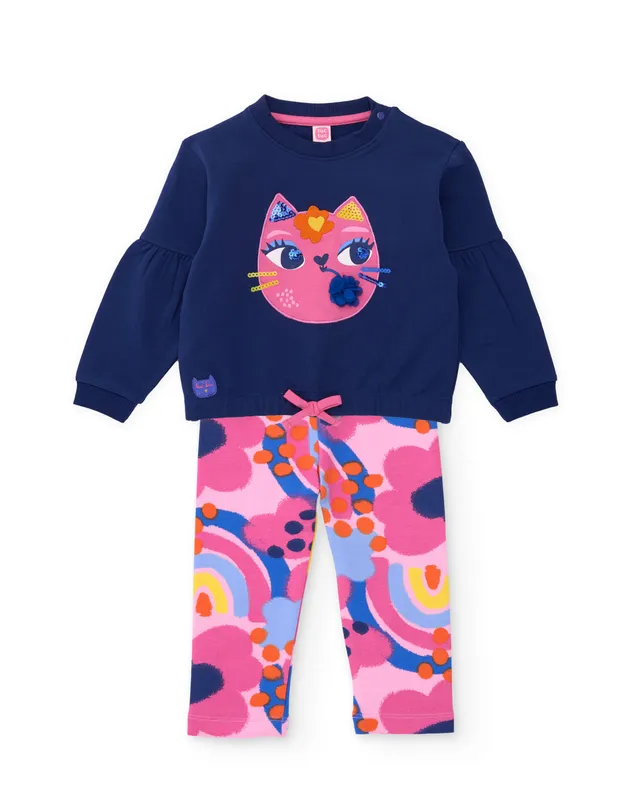 TucTuc Completi tuta bimba felpa leggings fiori rosa