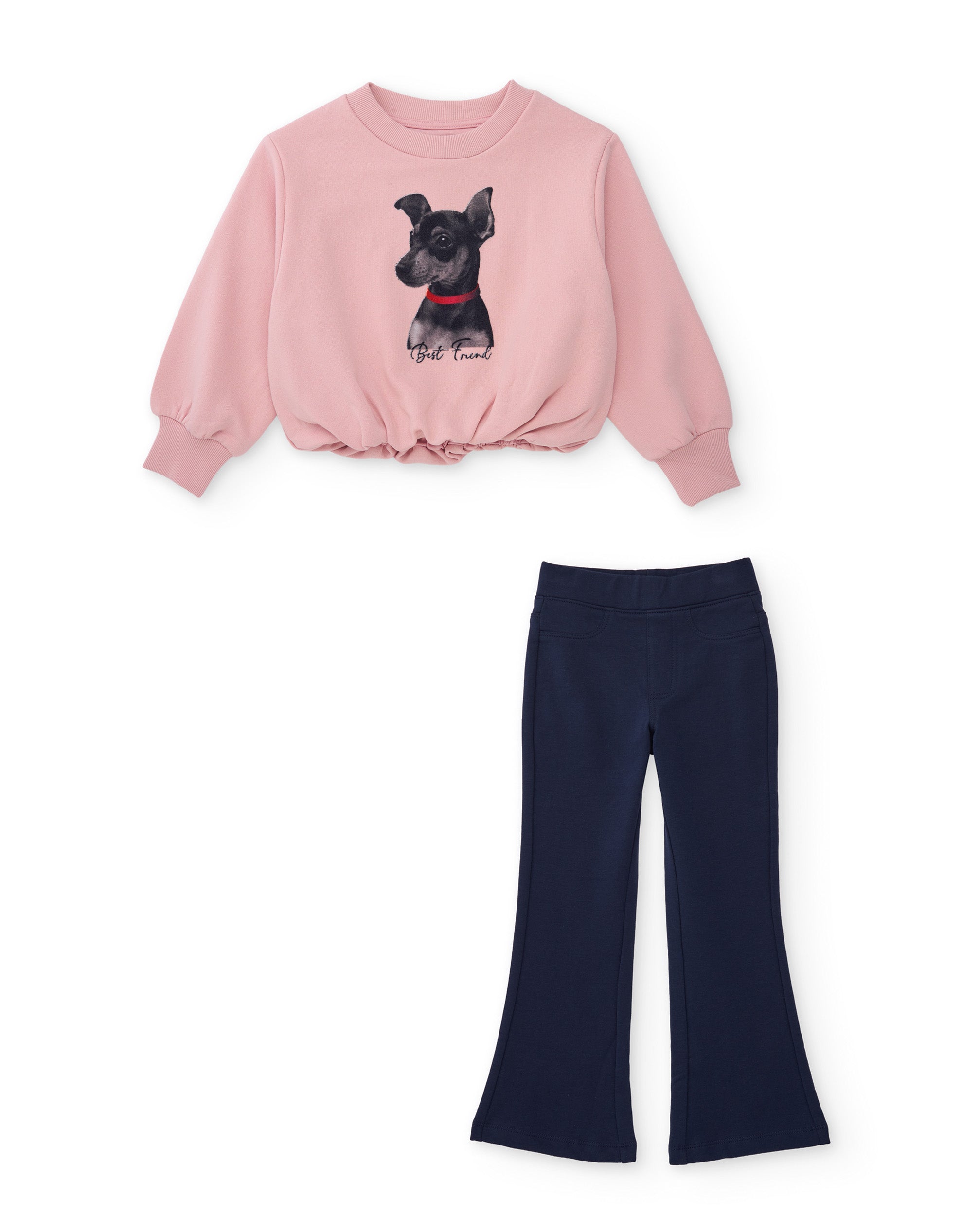 TucTuc Completi Bambina Rosa Felpa Cagnolino Leggings Cotone