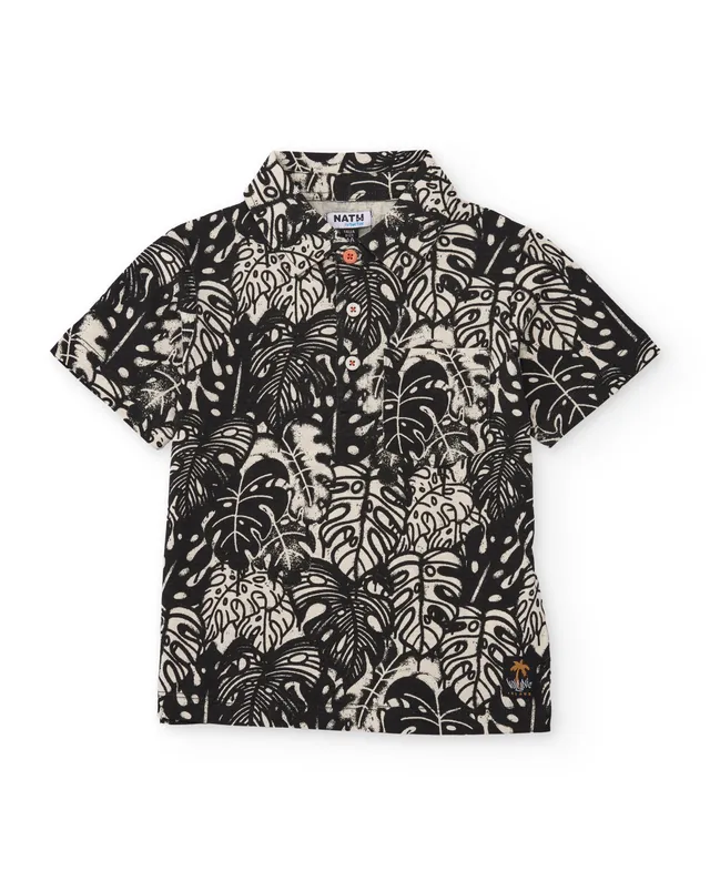 TucTuc Camicette Polo Bambino Nero Stampa Foglie