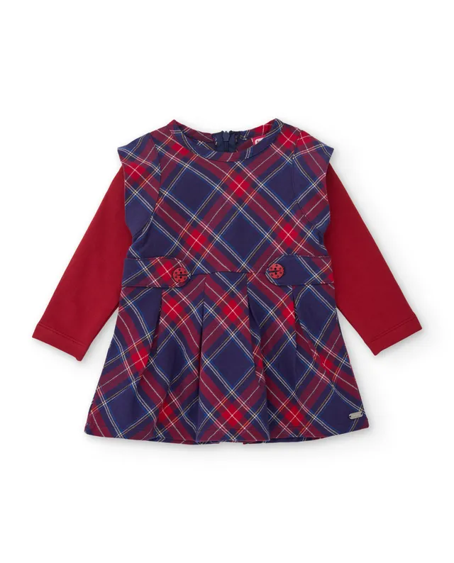 TucTuc Vestiti Vestito Quadri Rosso Maniche Lunghe
