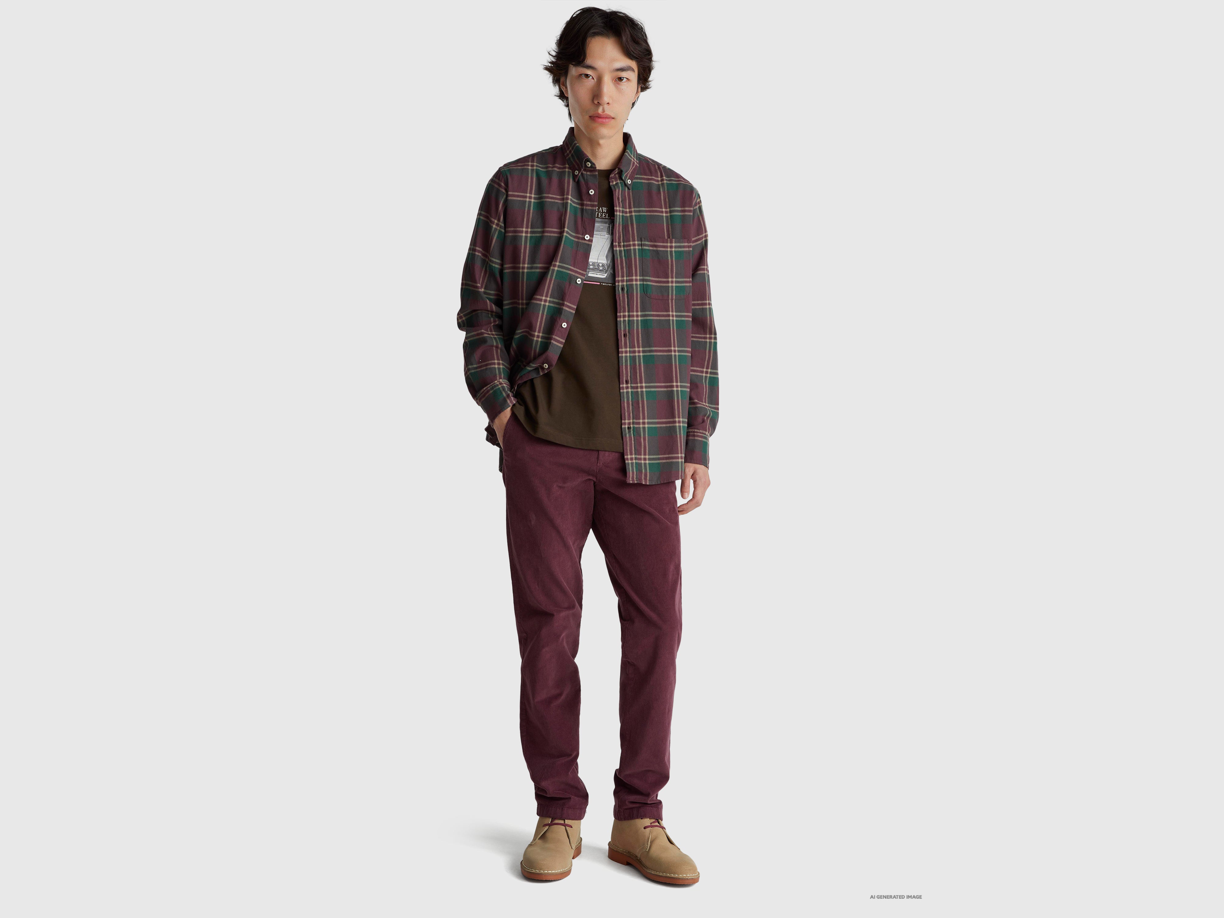 United Colors of Benetton Flannel camicia flanella quadri cotone bio M