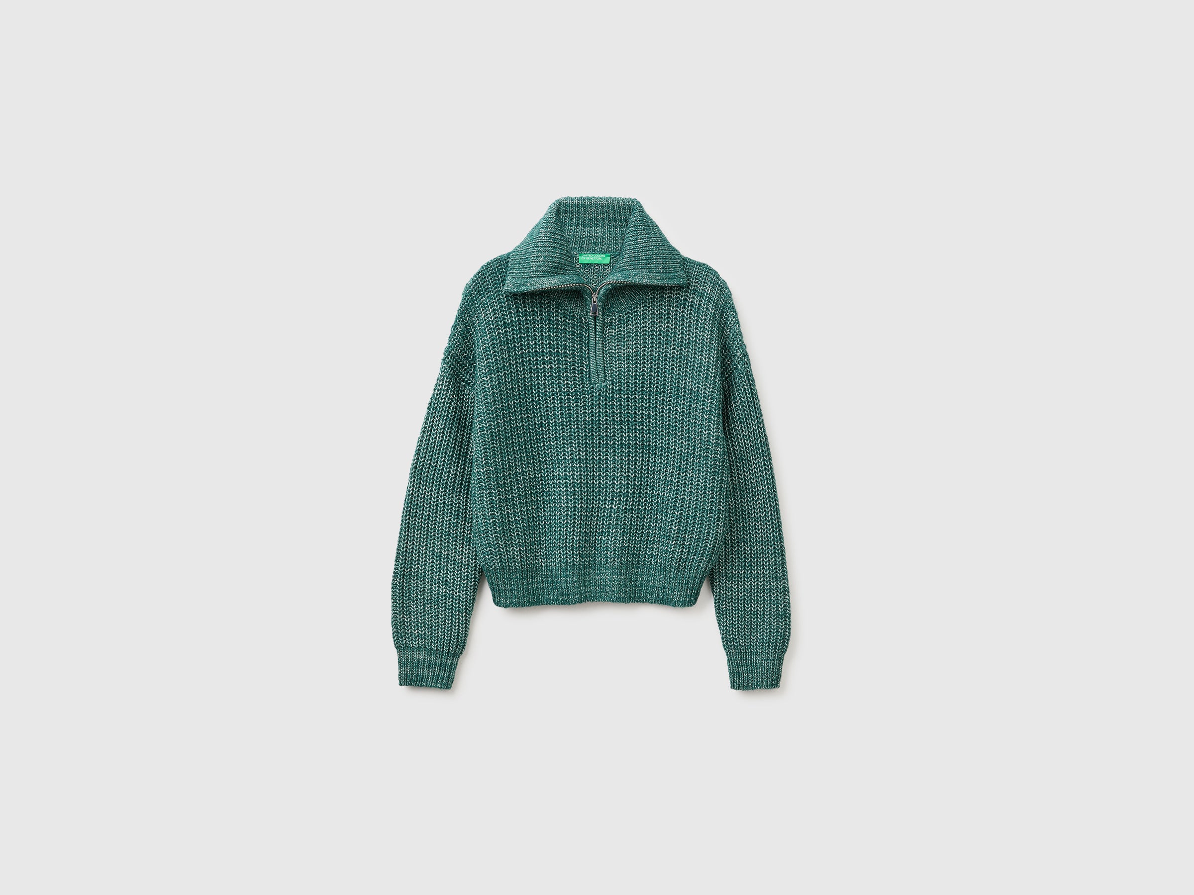 United Colors of Benetton Maglione mélange collo alto zip XS