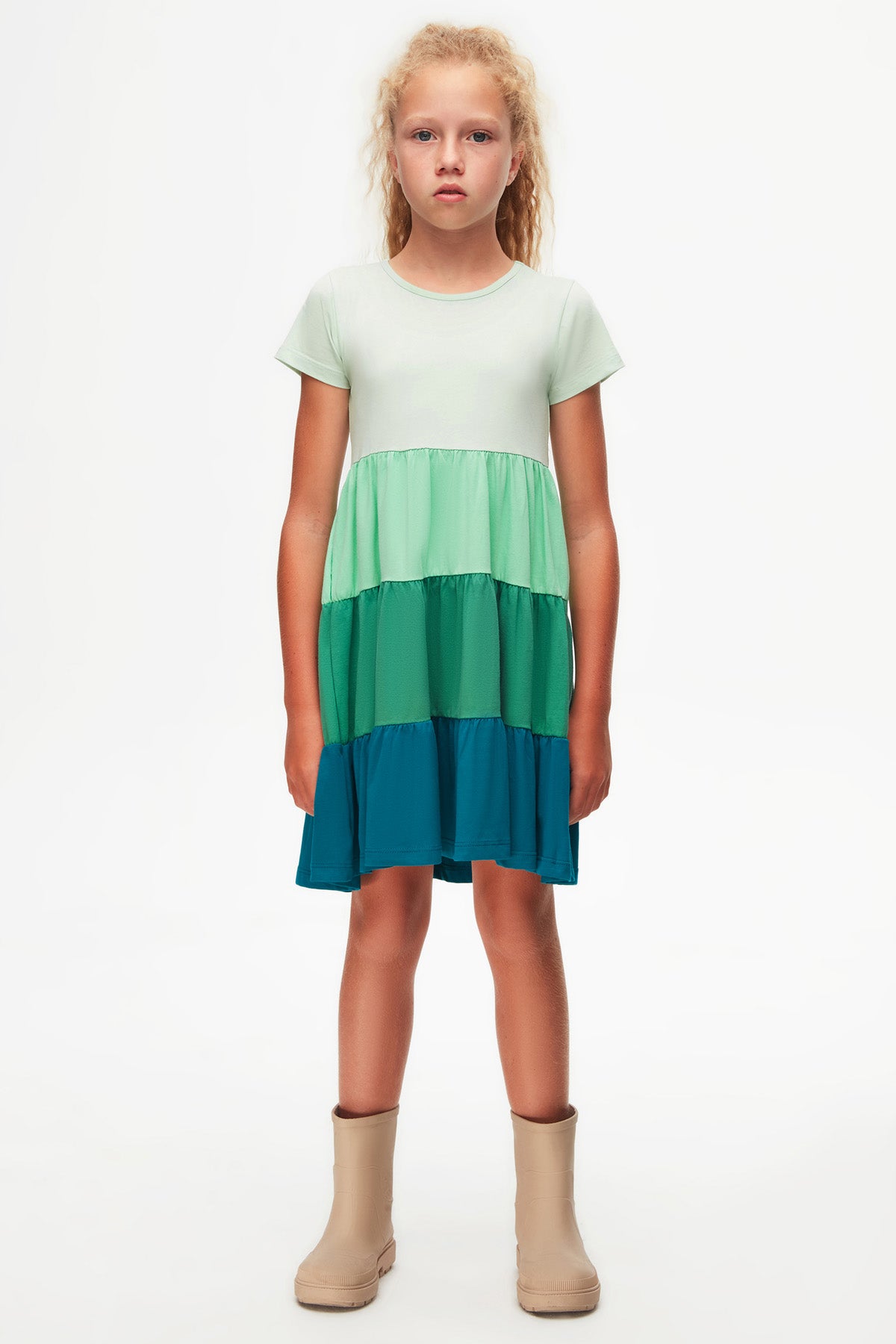 Lovetti Abito Verde Tricolore Cotone 1-8 Anni
