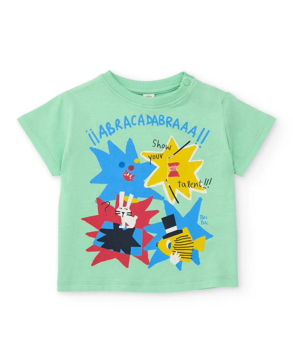 TucTuc Magliette T-Shirt Bambino Verde con Stampa