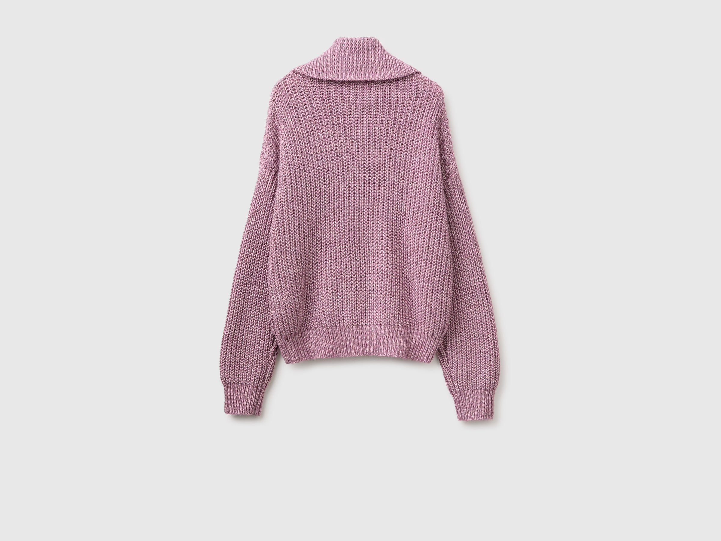 Benetton Maglione Collo Alto Mezza Zip Melange