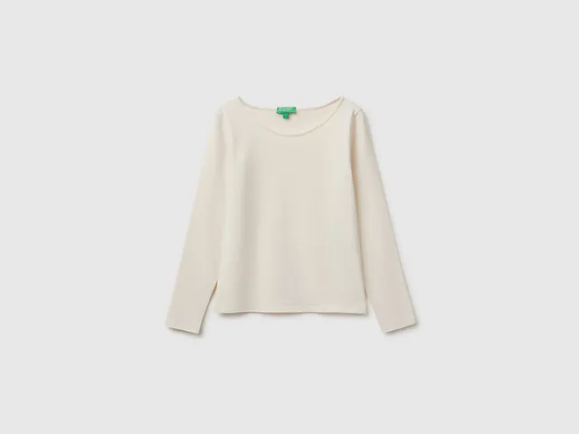 United Colors of Benetton t-shirt slim scollo largo taglia M cotone