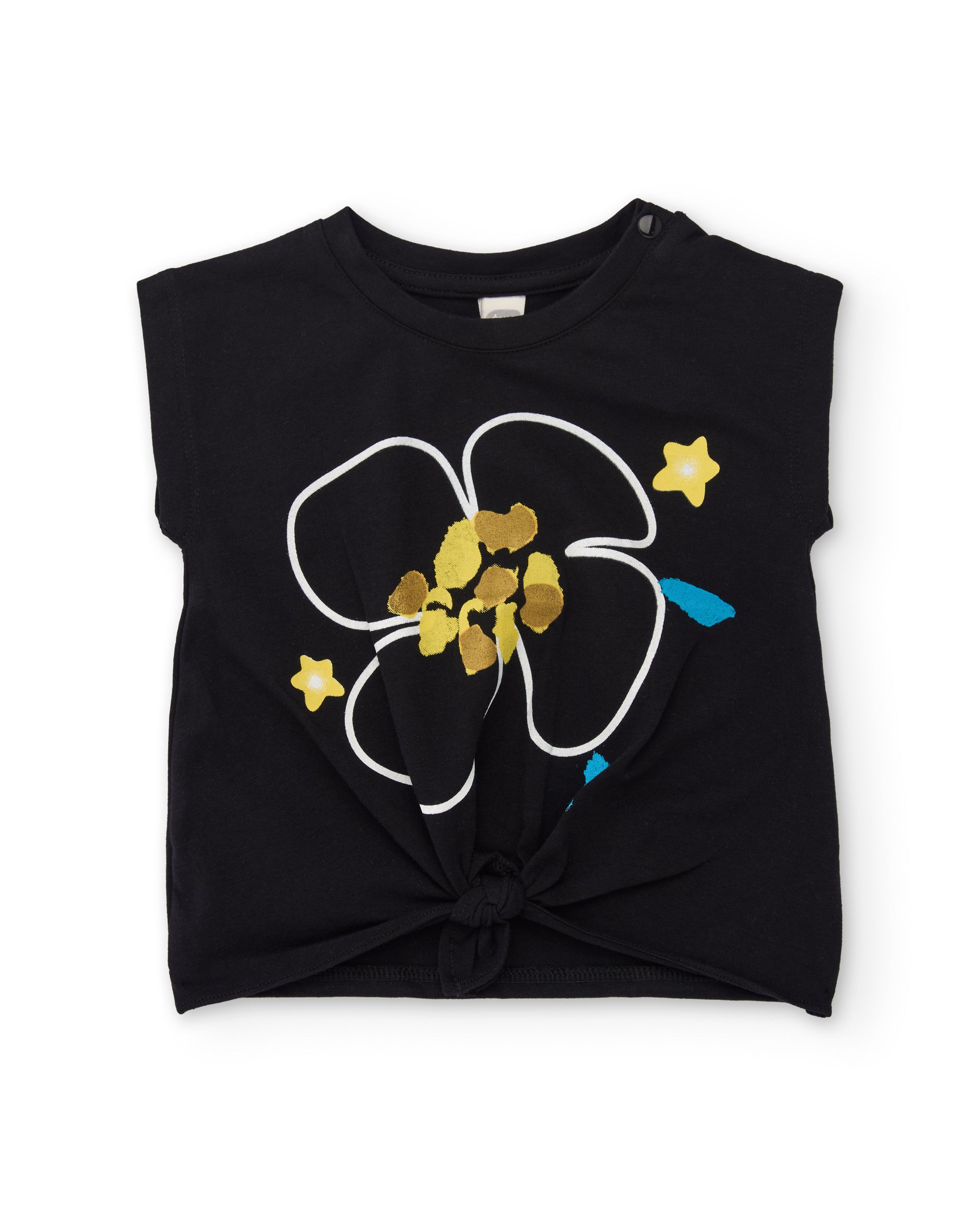 TucTuc Magliette T-Shirt Nodo Nera Bambina Floreale