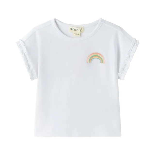 Kocarcia T-Shirt Arcobaleno Bambina Bianca Cotone 2-6 Anni