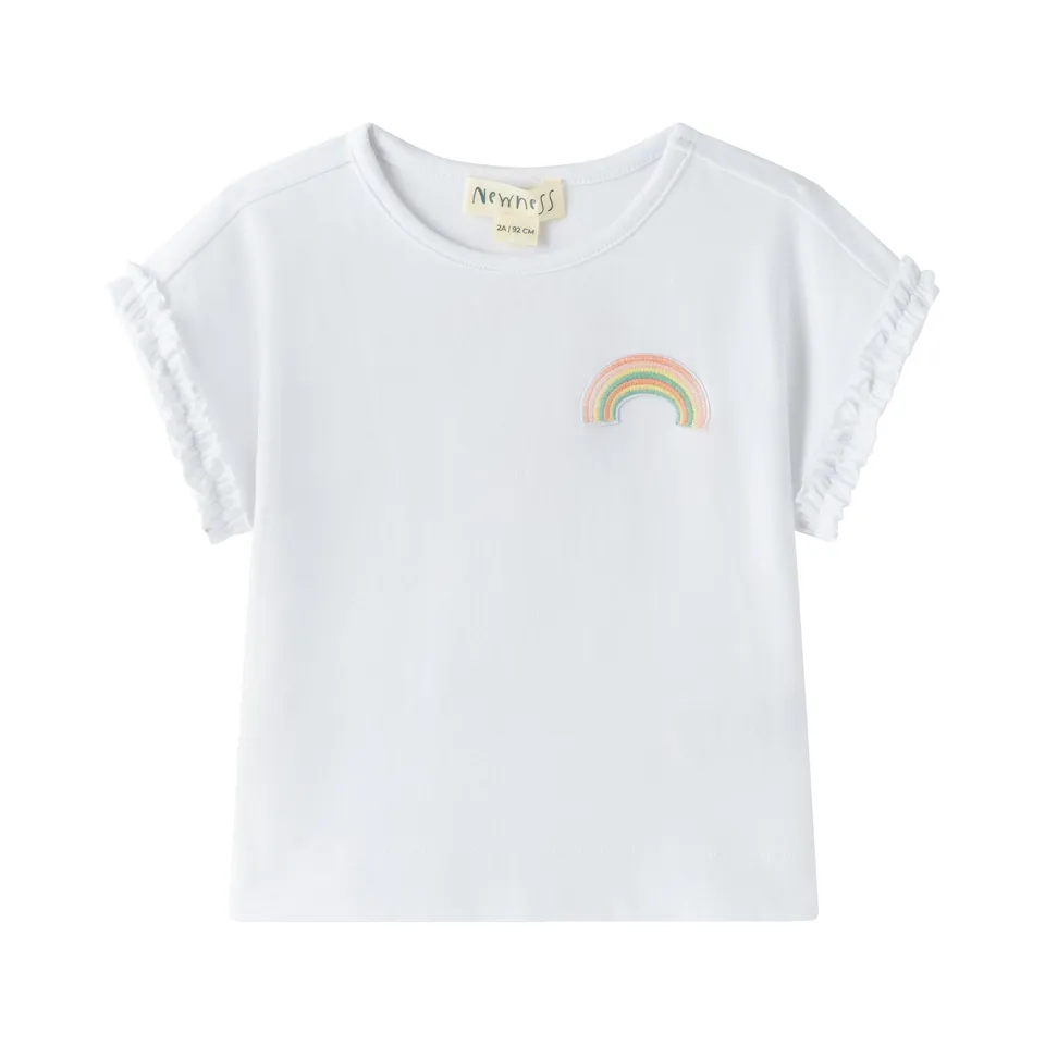 Kocarcia T-Shirt Arcobaleno Bambina Bianca Cotone 2-6 Anni