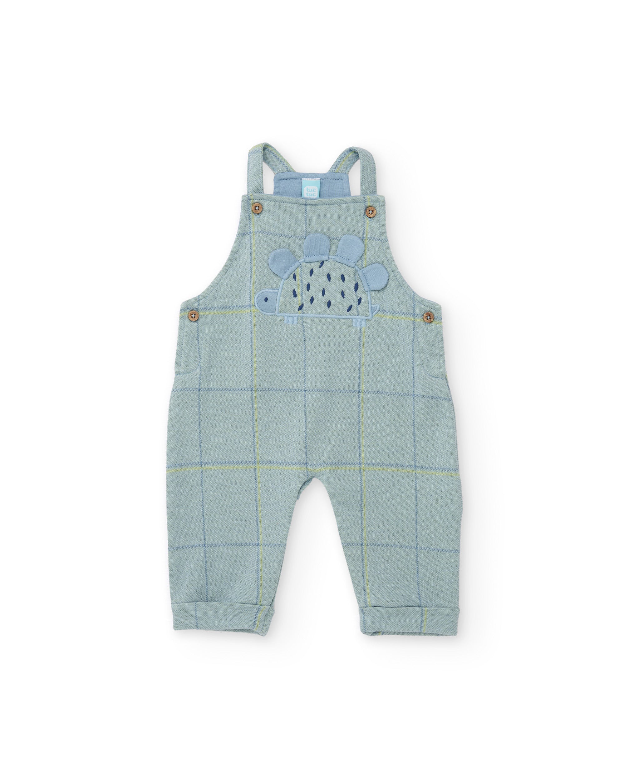 TucTuc Completo neonato maglia salopette completo azzurro quadri