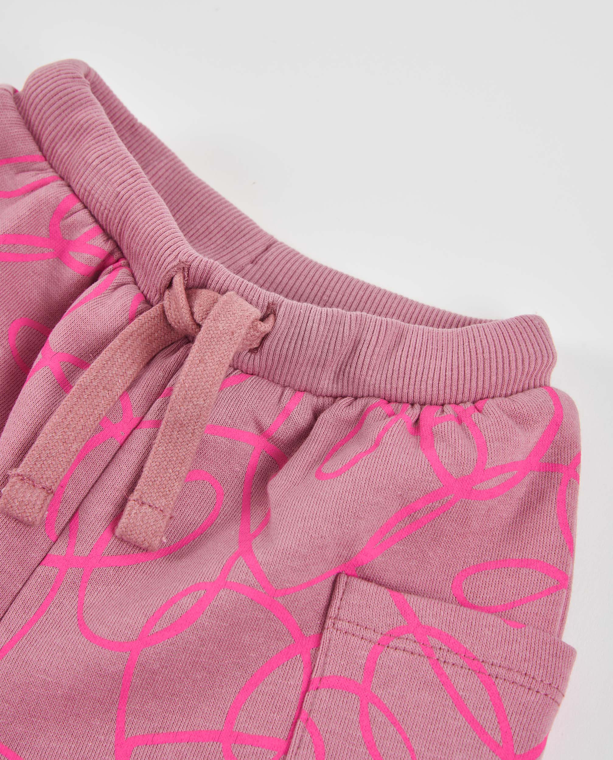 TucTuc Pantaloni Felpa Bimba Rosa con Nastri Fucsia