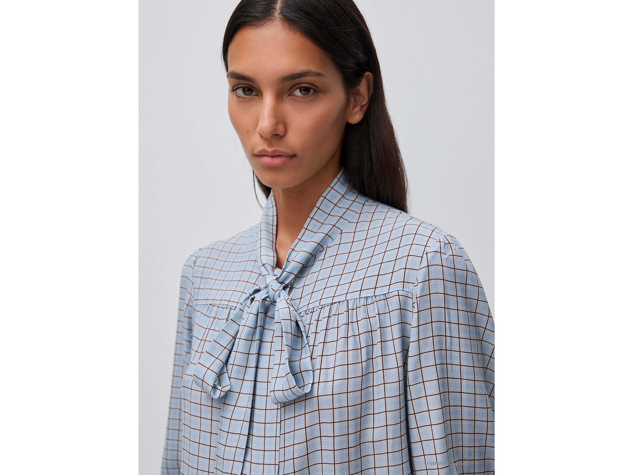 United Colors of Benetton camicia vichy viscosa con fiocco