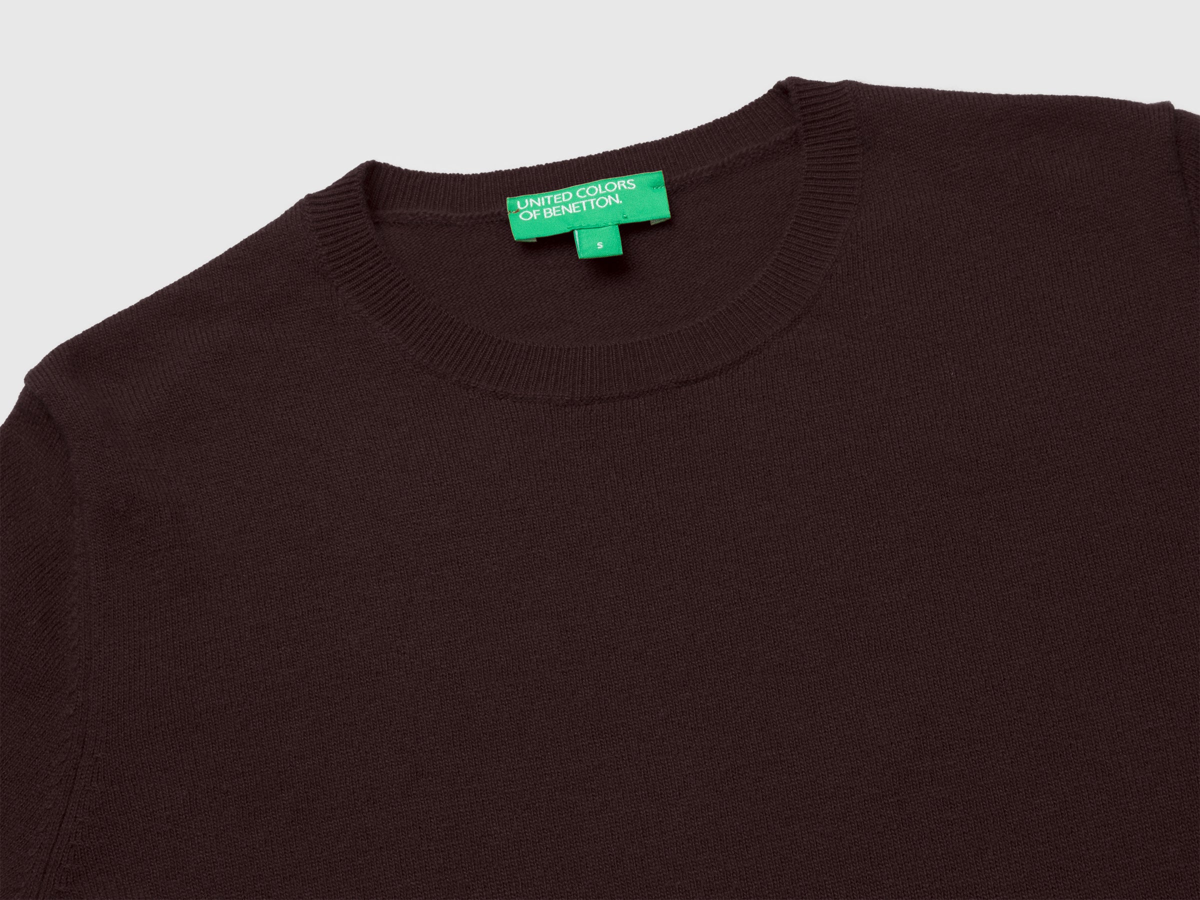 United Colors of Benetton Maglione Girocollo Lana Merino Cioccolato M
