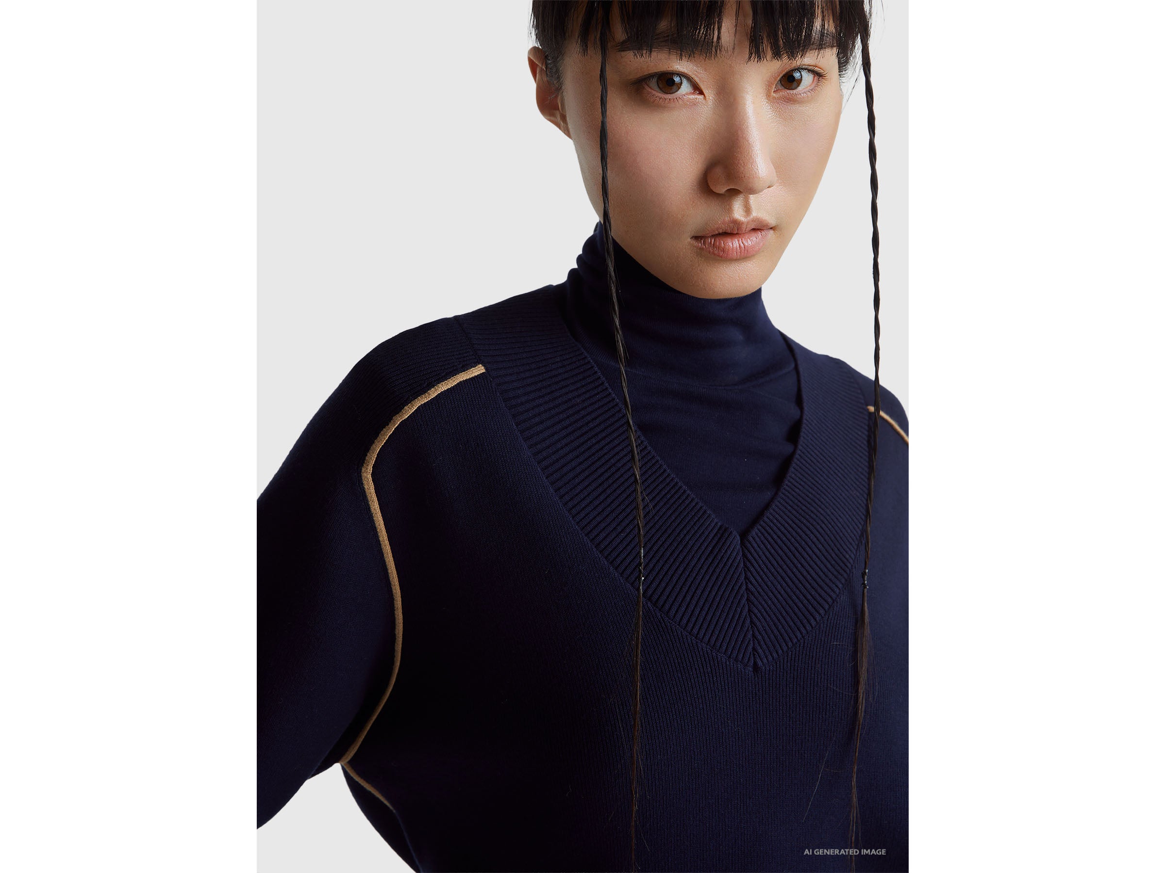United Colors of Benetton Maglione scollo V viscosa boxy