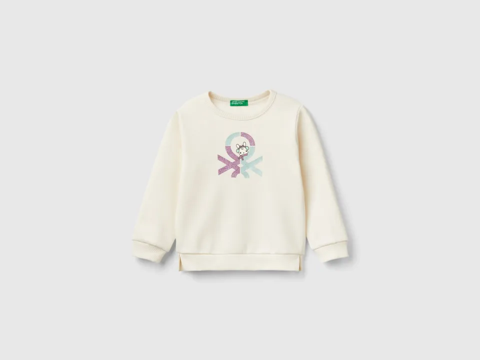 United Colors of Benetton Felpa Bambina Stampa Glitter 104