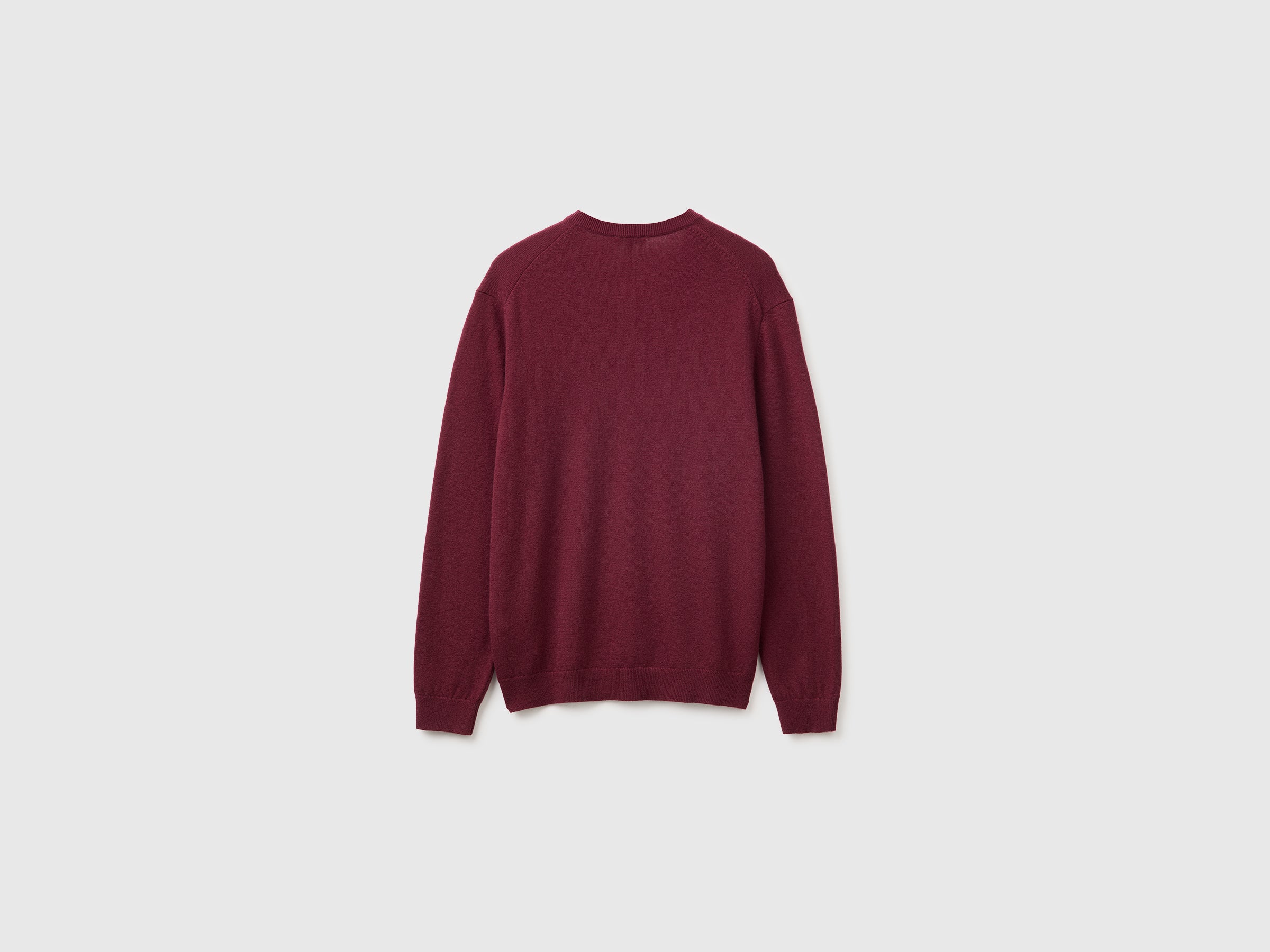 United Colors of Benetton Maglione Lana Merino Bordeaux Scollo V