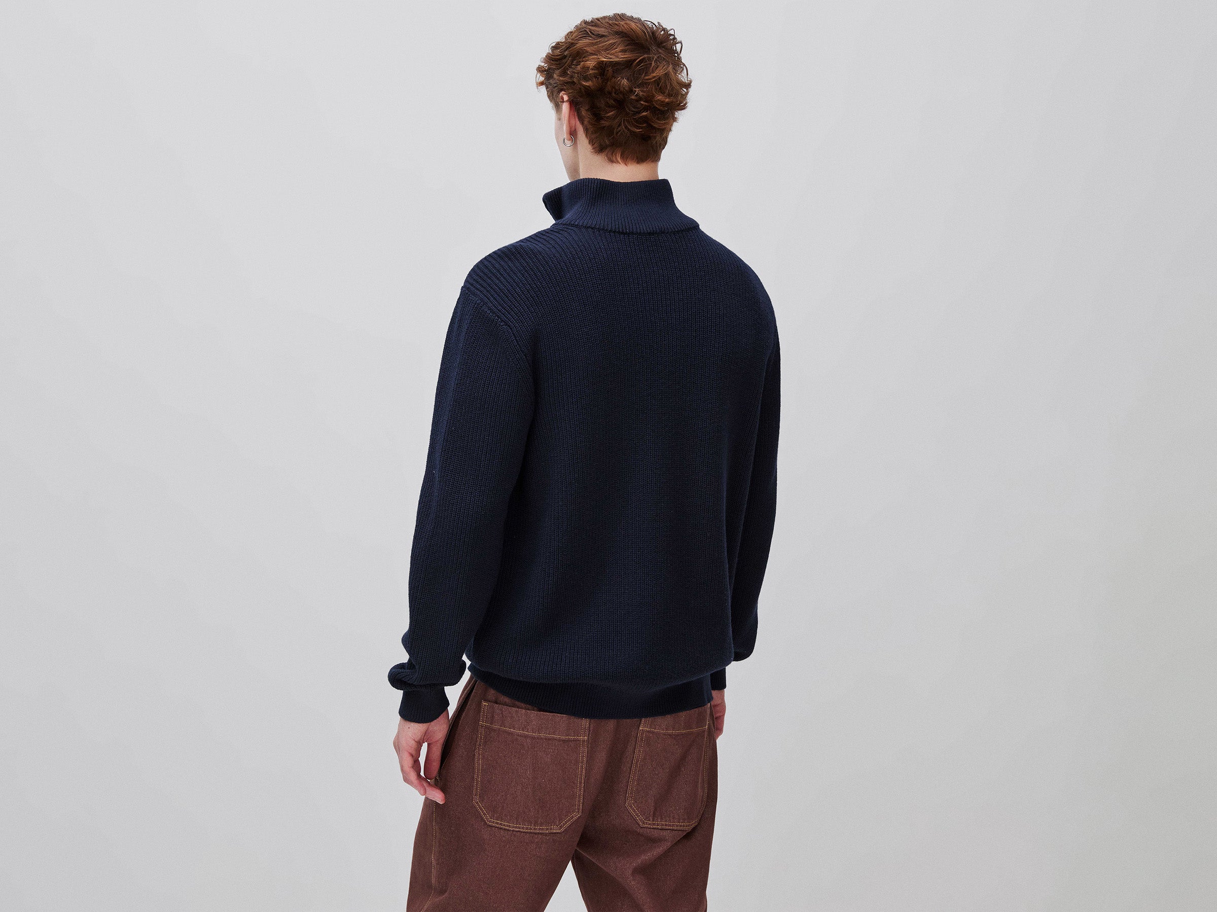 Benetton Sweaters Maglione mezza zip lana taglia L