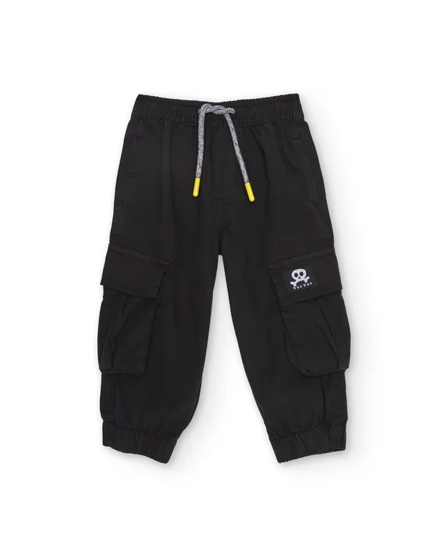 TucTuc Pantaloni cargo bambino nero tasche laterali