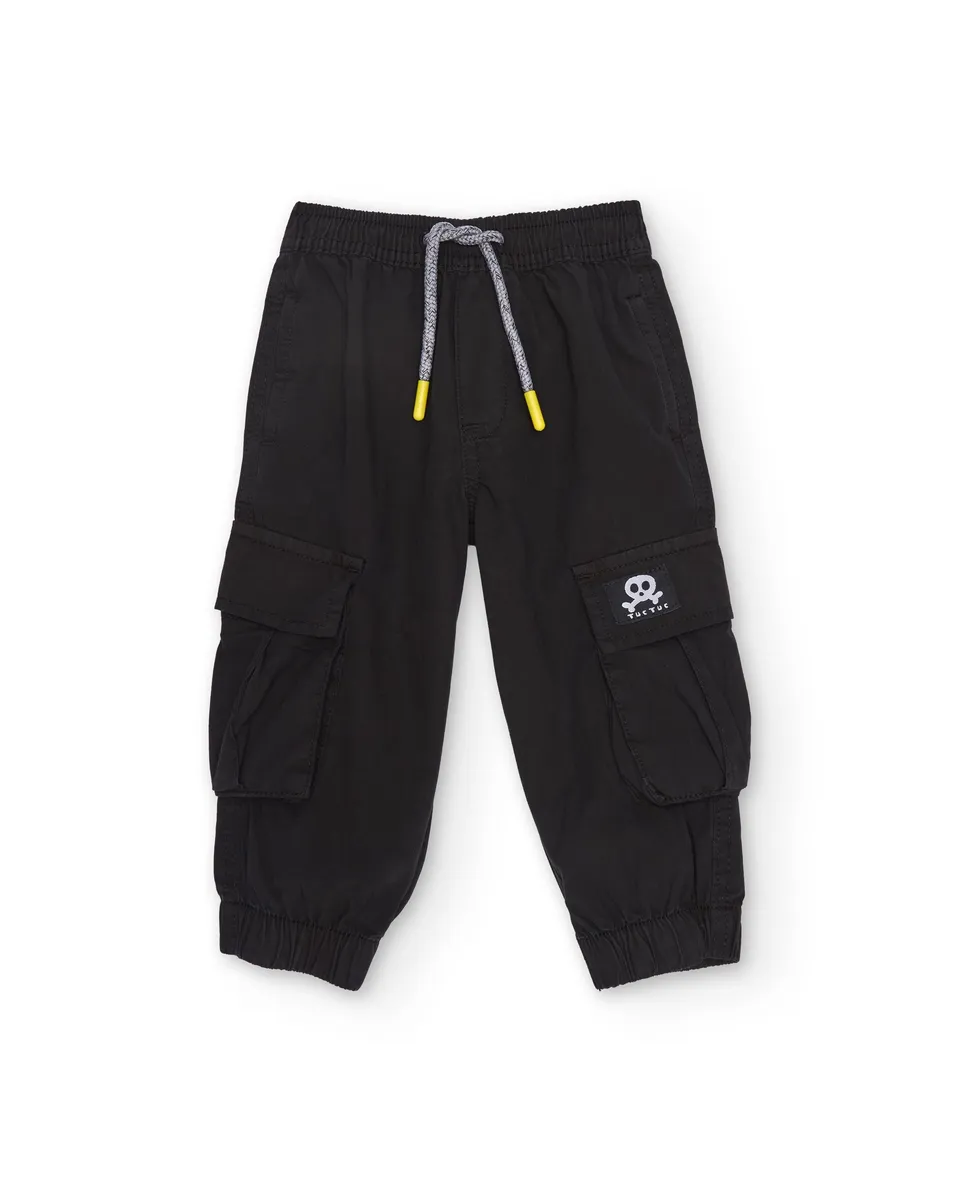 TucTuc Pantaloni cargo bambino nero tasche laterali